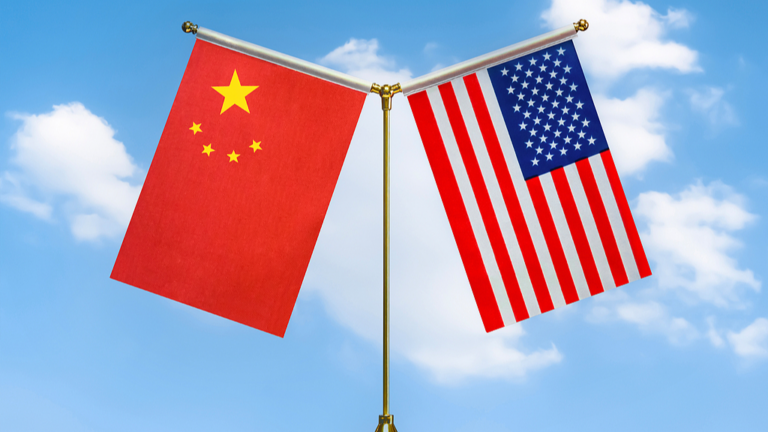 Image drapeaux Chine USA